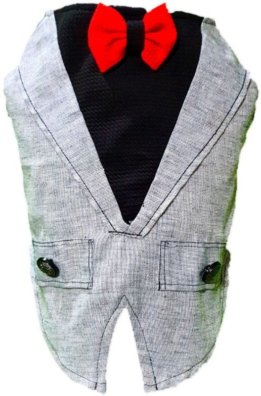 Kitty & The Woof Gang Tuxedo for Dog, Cat(Grey and Red)