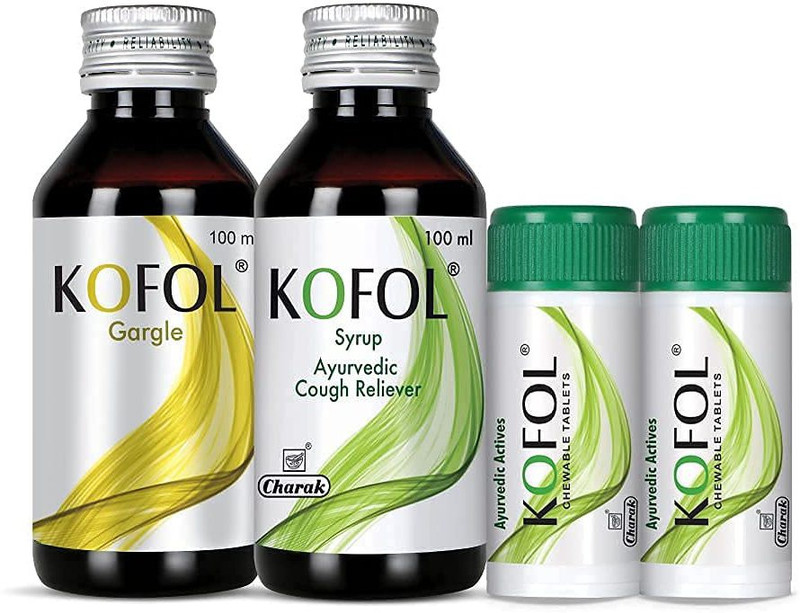 Kofol Cough Care Kit | Gargle 100ml, Syrup 100ml & Chewable Tabs 60+60 (Pack of 4)(Pack of 4, 200 ml)