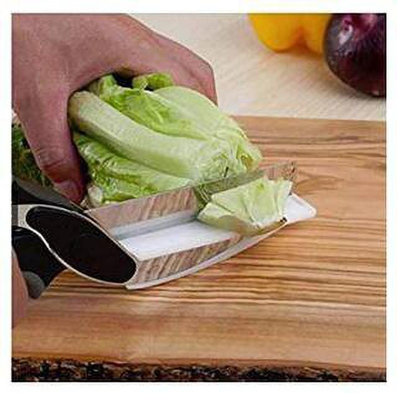 Nexshop 2 in 1 Superior Quality Kitchen Knife with Spring Action - Cleaver Cutter (Set of 1) Black Color Stainless Steel All-Purpose Scissor(Black, Silver, Pack of 1)