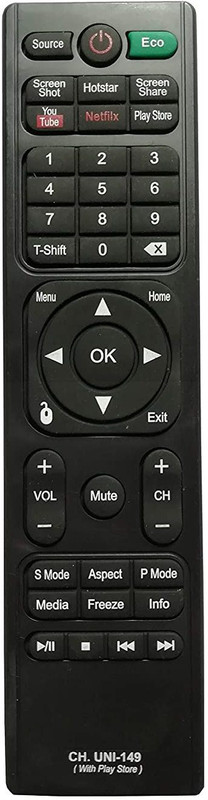 BhalTech CH UNI-149 4K UHD LED LCD Smart TV with Netflix YouTube Functions Compatible for Wybor Remote Controller(Black)