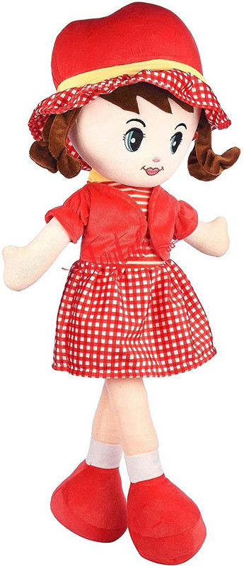 Crispy toys Polyester Winky Doll 100 cm Super Soft Stuffed Doll for Baby Girls, Washable Cuddly Soft Plush Toy, Helps to Learn Role Play -100cm, - 100 cm(Red)