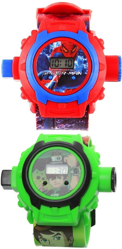 PuthaK Combo Spidy And Ben10 Projection-24 Image Projector Watch Learning Toy Pack Of - 2(Multicolor)