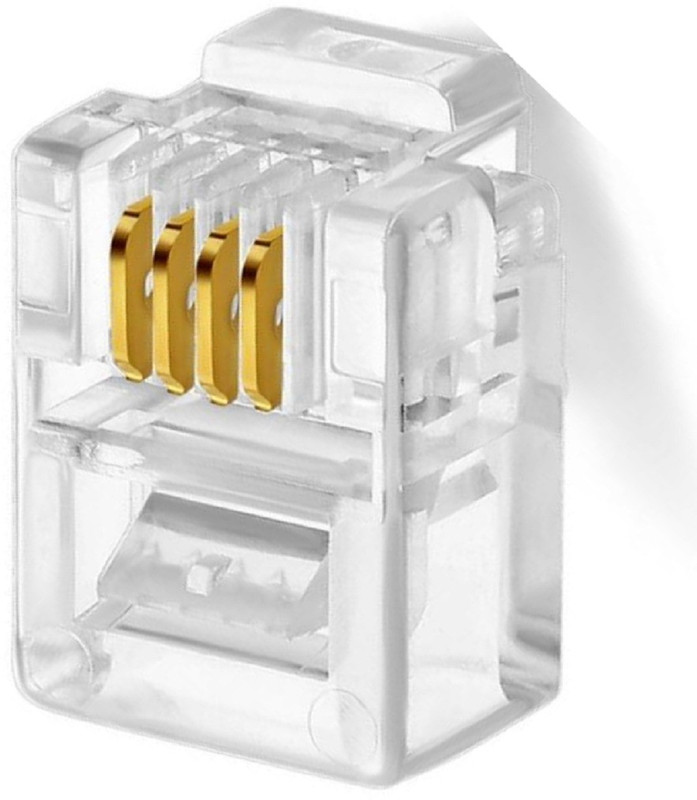 Tech-X 10pcs Telephone Plug 4 Pin RJ11 6P4C Modular Plug Telephone Phone Connector Crystal Head Plug Network Connector (6/4, Telephone Cord Connector Adapter Crimp) Four-core Cable RJ 11 Plug Wired Ethernet Lan Adapter compatible with Windows(1000 Mbps)