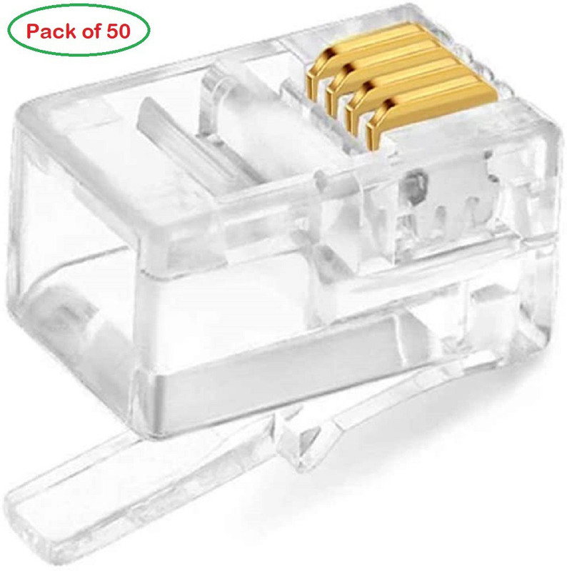 Fedus RJ9 Modular Phone Headset 4P4C Plug Jack Connector for RJ9 / RJ10 / RJ22 Telephone Flat Cable/Cord Adapter Telephone Modular Plug (Compatible with Both Solid and Stranded Wire) Pack of 50 Wired Ethernet Lan Adapter compatible with Windows(1000 Mbps)