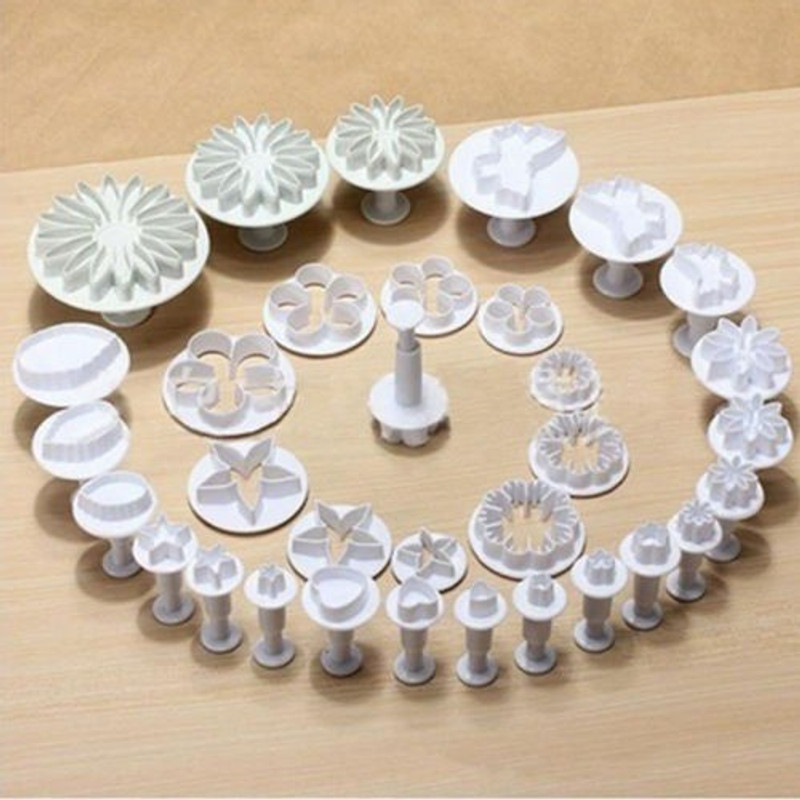 JAMBOREE Complete Cookie Mold Set, Piston Cutting Tools, Fondant Cake Decorating, 33 Piece Cookie Cutter(Pack of 33)