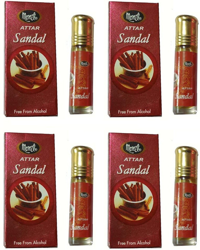 MONET 4 sandal attar,8 ml each ,pack of 4 Herbal Attar(Sandalwood)