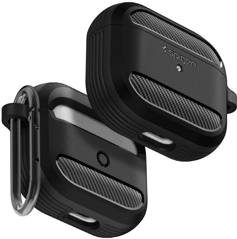 Spigen Rugged Armor Front & Back Case for Airpods 3 (2021)(Black, Rugged Armor, Thermoplastic Polyurethane, Polycarbonate, Pack of: 2)