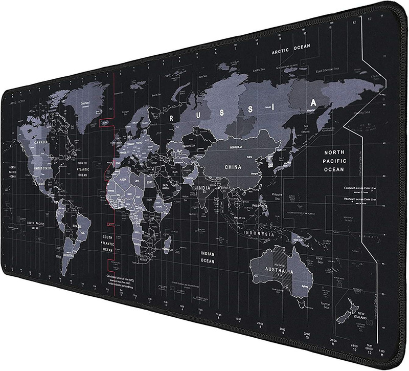 SEAGULL Large Extended Mouse Pad,Gaming Desk Keyboard Pad Mat (90 x 40CM World Map) Non Slip Base Mousepad(Black)