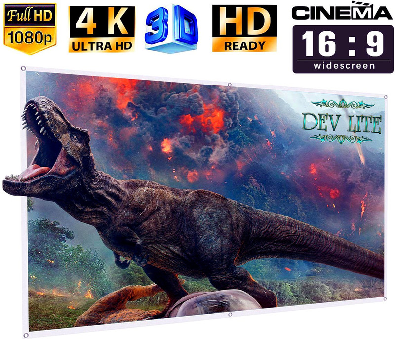 Moiz 106 Inches Diagonal 16:9 Aspect Ratio, 92 Inches x 52 Inches, Supports UHD-3D-4K Technology Universal Eyelets Type, 8 Feet x 4.5 Feet Anti Crease Projector Screen(White) Projector Screen (Width 233 cm x 132 cm Height)