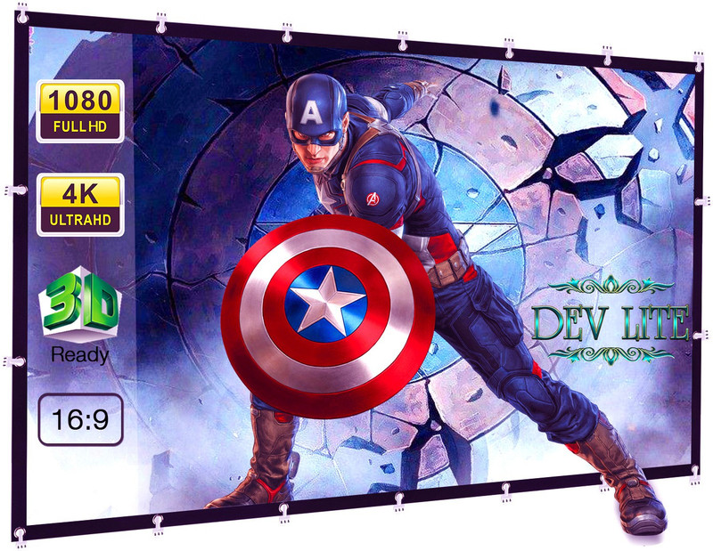 Inlight 7 Ft. x 4 Ft. 16:9 Aspect Ratio 92 Inches Diagonal Supports UHD-3D-4K Technology Universal Eyelets Type Projector Screen (Width 214 cms x 122 cms Height)