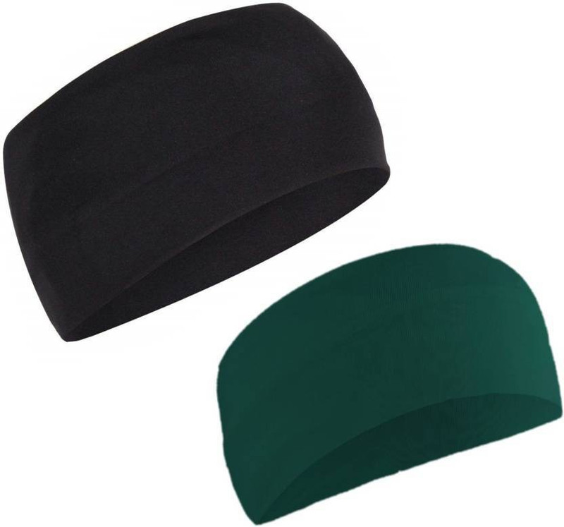 Bismaadh Head Band for Men & Women Cycling, Hiking, Running, Workout, Yoga Sweat Headband Fitness Band(Black, Green, Pack of 2)