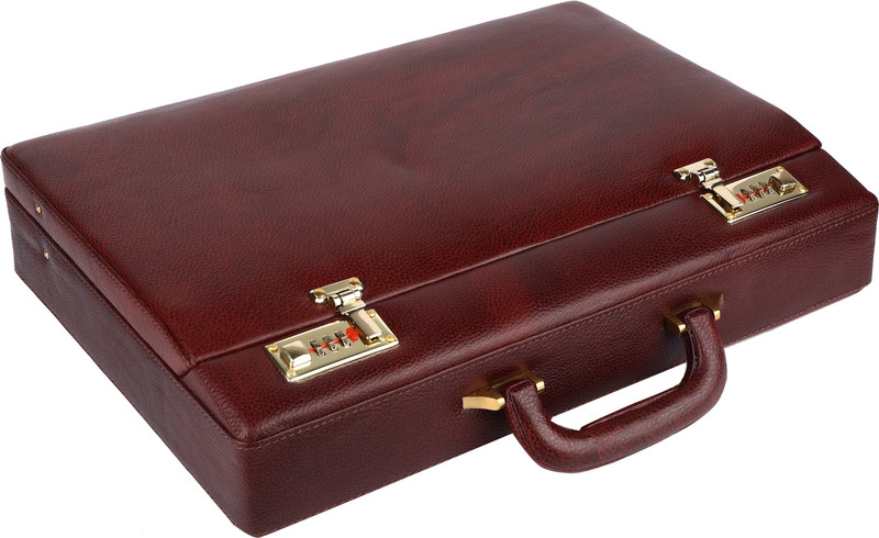 india leather 16 Inches Genuine Leather Bag | Stylish Briefcase Bag for Men|Expandable & Adjustable|Office Laptop Bag | Briefcase/Attache Large Briefcase - For Men(Brown)