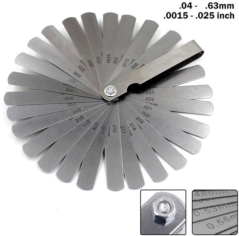 uptodateprouducts 26 Blades Feeler Gauge Metric & Inch Gap Filler 0.04-0.63mm Thickness Gage for Measurment Tool Marking Gauge