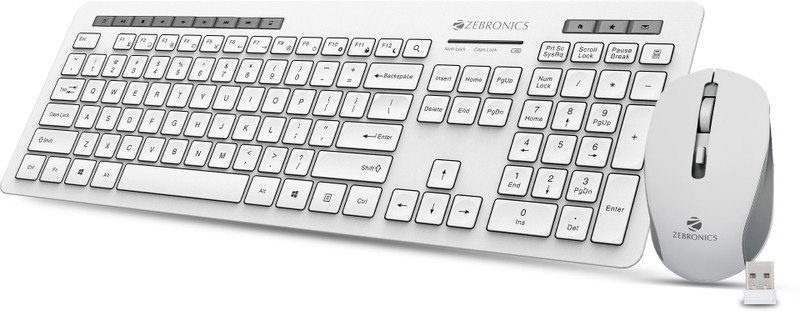 ZEBRONICS Zeb-Companion 500 and Mouse Combo Wireless Standard Desktop Keyboard Compatible with Desktop, Laptop, Mac Zeb - Companion 500(White, Grey)