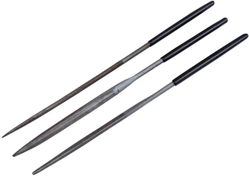 Scorpion File Needle (Set Of 3 Pcs. - Round, Half Round, Triangle) In Black Insulated Handle Knife Sharpening Steel(Steel)