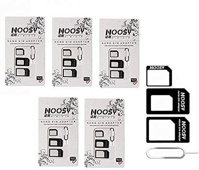 SANNO WORLD 4 in 1 Noosy SIM Card Adapter Kit Nano, Micro,Needle for iPhone, Moto E, Sim Adapter