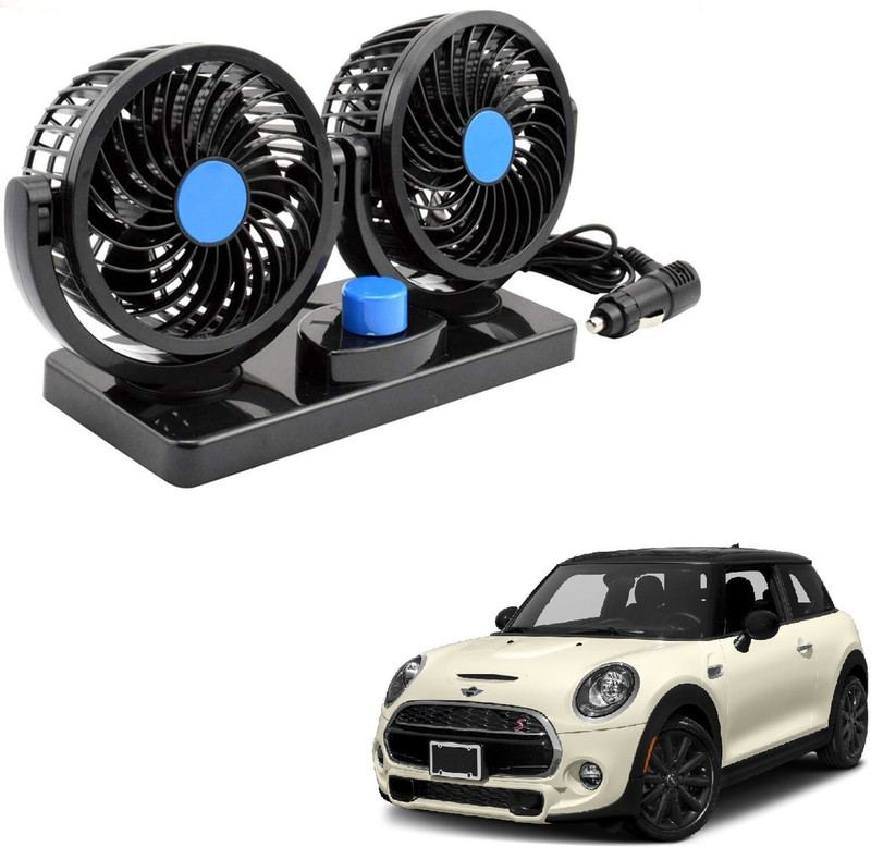 AuTO ADDiCT 12V DC Electric Car Fan for Dashboard 360 Degree Rotatable Dual Head Car Auto Powerful 2 Speed Cooling Air Fan for Mini Cooper Car Interior Fan(12 V)