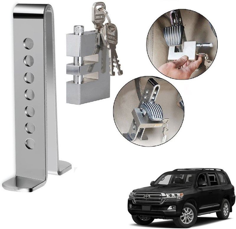 AuTO ADDiCT Car Clutch Lock Pedal Lock Rod Brake Clutch Throttle Adjustable Anti Theft Security Lock System For Toyota Land Cruiser Gear Lock(Stainless Steel)