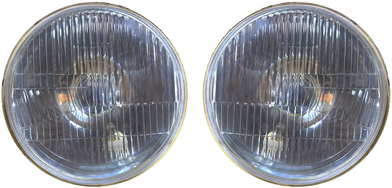 Allpartssource Pair of 7 Inch Round Beam with Parking and Flat base For Leyland and Universal Commercial Vehicles Car Reflector Light(Black)