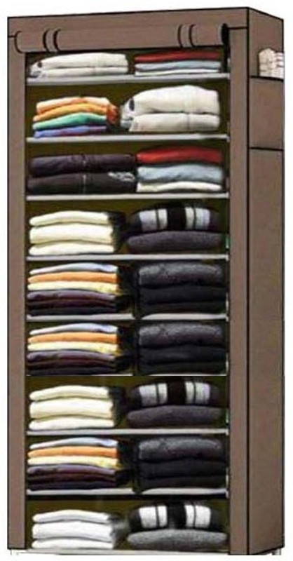 BHIMADA cloth stand rack shelf almirah PVC Collapsible Wardrobe(Finish Color - Brown, DIY(Do-It-Yourself))