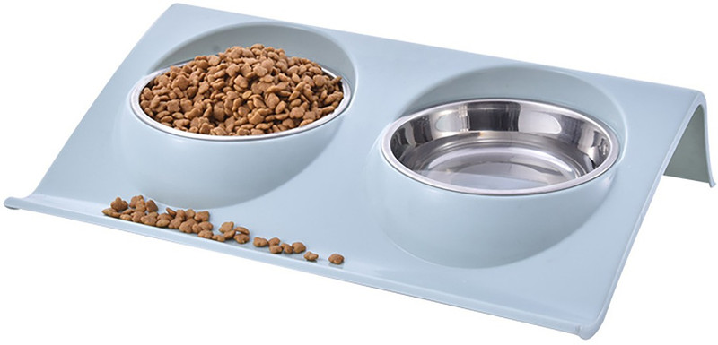 Youstylo Dog Cat Feeding Bowl, Non Slip Bowl - Stainless Steel Pet Slower Food Feeding Dishes - Interactive Puppies Cats Feeder Bowls Blue Square Plastic Pet Bowl(200 ml White)