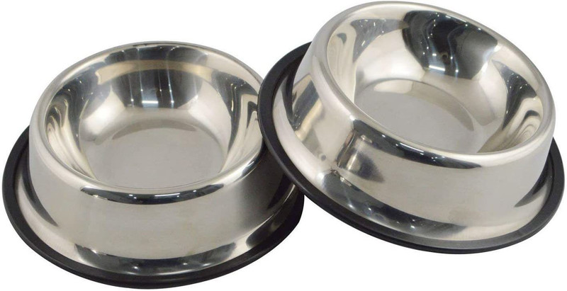 Furever Friends Dog Bowl with Rubber Base for Food and Water Bowls 700ML (PACK OF 2 ) Stainless Steel, Silicone Pet Bowl(700 ml Steel, Silver)