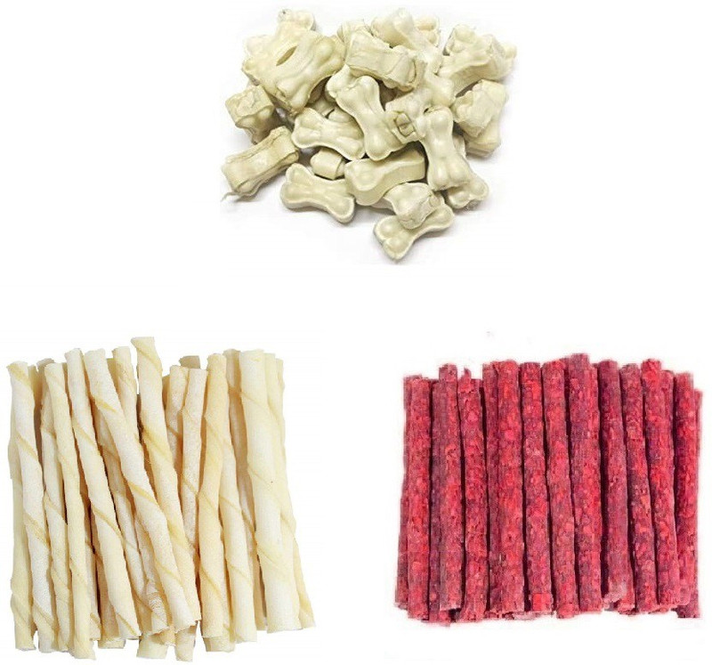 SAWAY Saway Export Quality Dog Calcium Bone 2 Inch 500gm White, Mutton Munchi 300gm Mutton, Mutton Dog Chew(0.8 kg, Pack of 1)