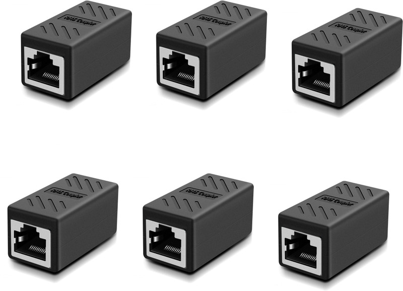 ELECTRO WOLF RJ45 Joiner Adapter Ethernet Extender Coupler Connector Female to Female Plug LAN Network Double Socket LAN Internet CAT 5/CAT 6 ( Pack of 6 ) Wired Ethernet Lan Adapter compatible with Windows, Mac, Linux(100 Mbps)