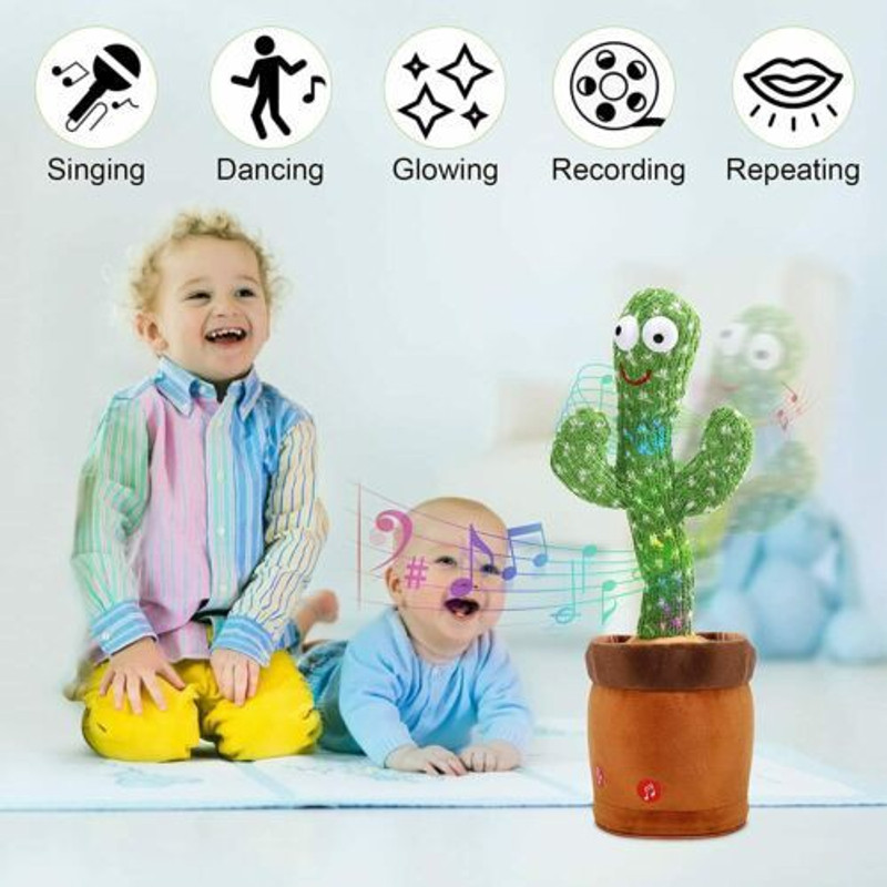 Galox Colorful Glowing Talking Toy, Repeating What You Say Cactus Toys Singing 120 Songs Plush Electronic Baby Toys Funny Creative Kids Toy(Green)