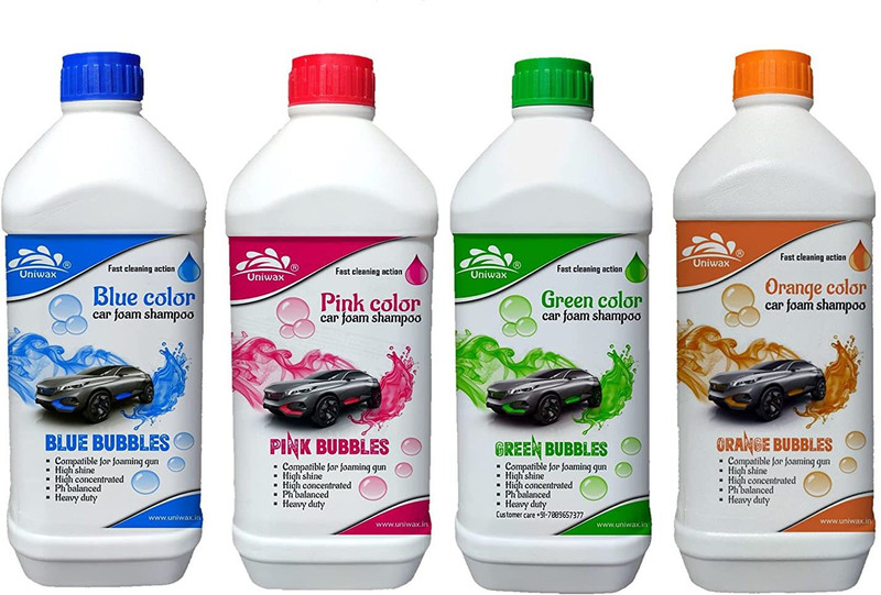 uniwax Color Foam Shampoo Blue, Green, Pink, Orange 1kg Each Total 4kg Car Washing Liquid(4000 ml)