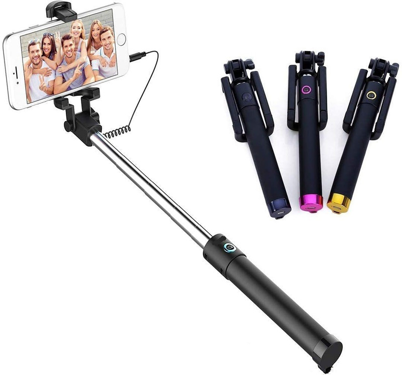 KAELAN New Style Cable Selfie stick for mobile phone Cable Selfie Stick(Black)