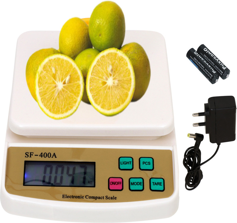 RTB Weight Machine | Weighing Scale, SF400A Digital Weight Machine, Weight Machine for Home Kitchen & Shop, Multipurpose Portable, Electronic Weight Machine, (10 Kg Kitchen Scale with Adopter) Weighing Scale (White) Weighing Scale(White)