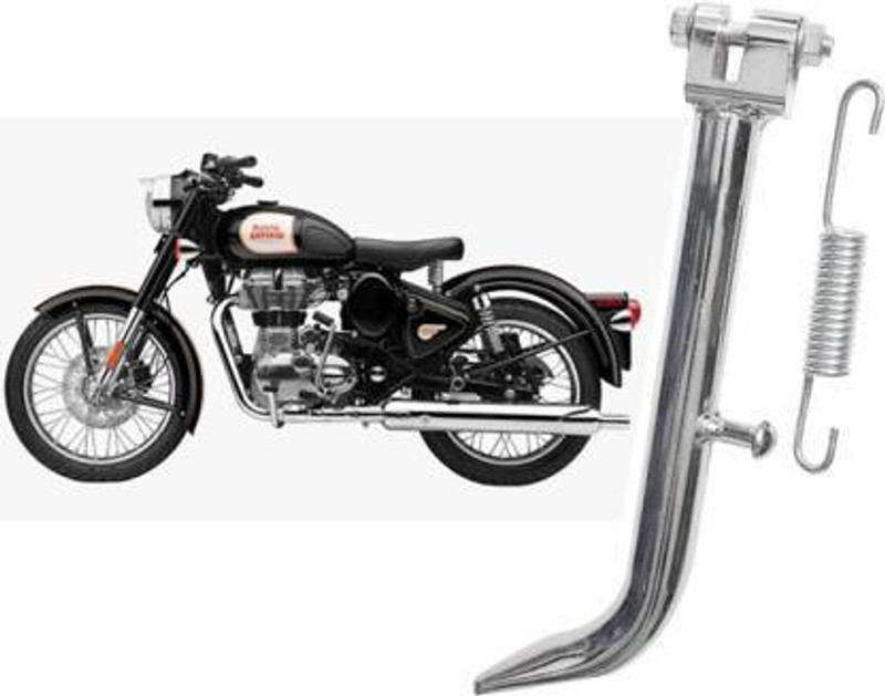 KOHLI BULLET ACCESSORIES Heavy Duty Stainless Steel Side Stand for Royal Enfield Bullet Classic Electra and Standard 350cc and 500cc Motorcycles (CHROME) Bike Side Stand Bike Storage Stand(Floor Mount)