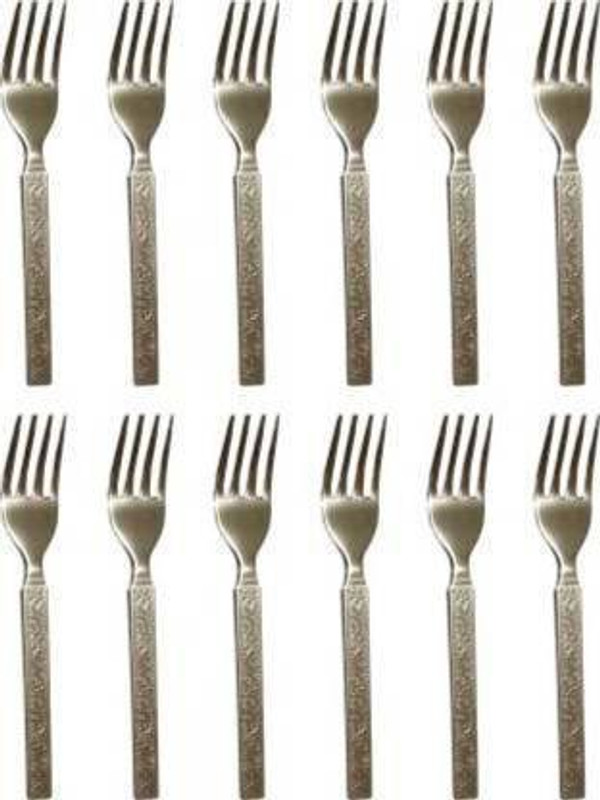 pl trades Stainless Steel Dinner Fork Set Silver (Pack of 12 Pcs) Stainless Steel Dinner Fork, Fruit Fork Set(Pack of 12)