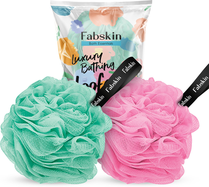 Fabskin Luxury Bathing loofah Couples Pack of 2 (Aqua & Pink Color)