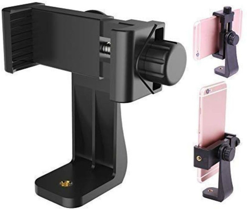 ROYAAL Universal Tri-pod Mount Adapter Clip with Adjustable Clamp for Mobile Phone, Smartphones & All Types of Trip-ods (Black) Tripod(Black, Supports Up to 1000 g)
