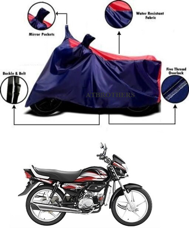 ATBROTHERS Waterproof Two Wheeler Cover for Hero(HF Deluxe, Blue, Red)