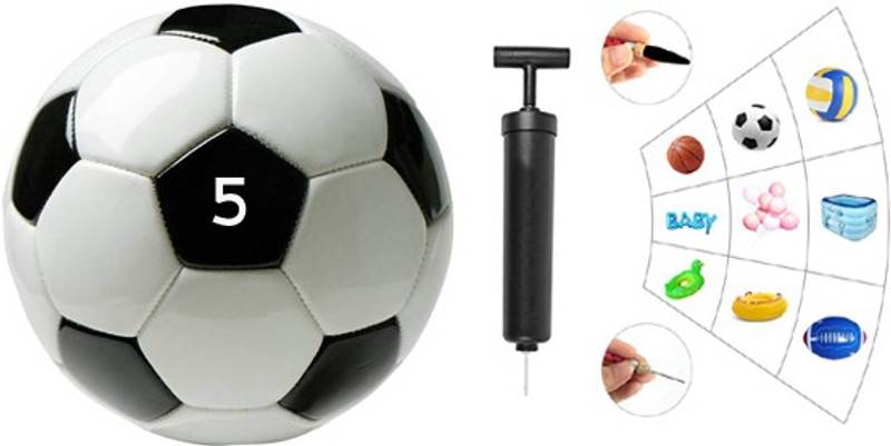 HACKERX Black and White Premium Football With Air Pump and Needles Football - Size: 5(Standard, Pack of 1)