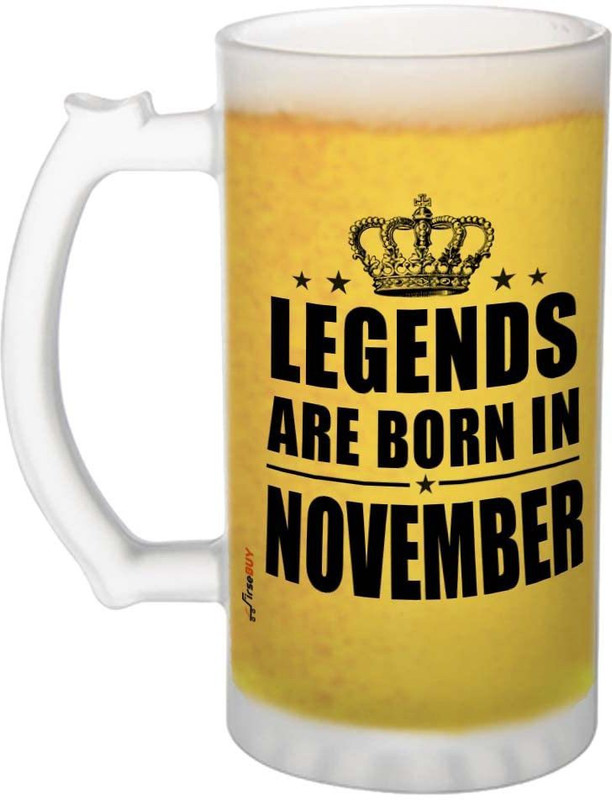 FirseBUY Queens are Born in October Funny Printed Frosted Glass Beer Mug for Women - 470 ml Glass Beer Mug(470 ml, Glass, White)