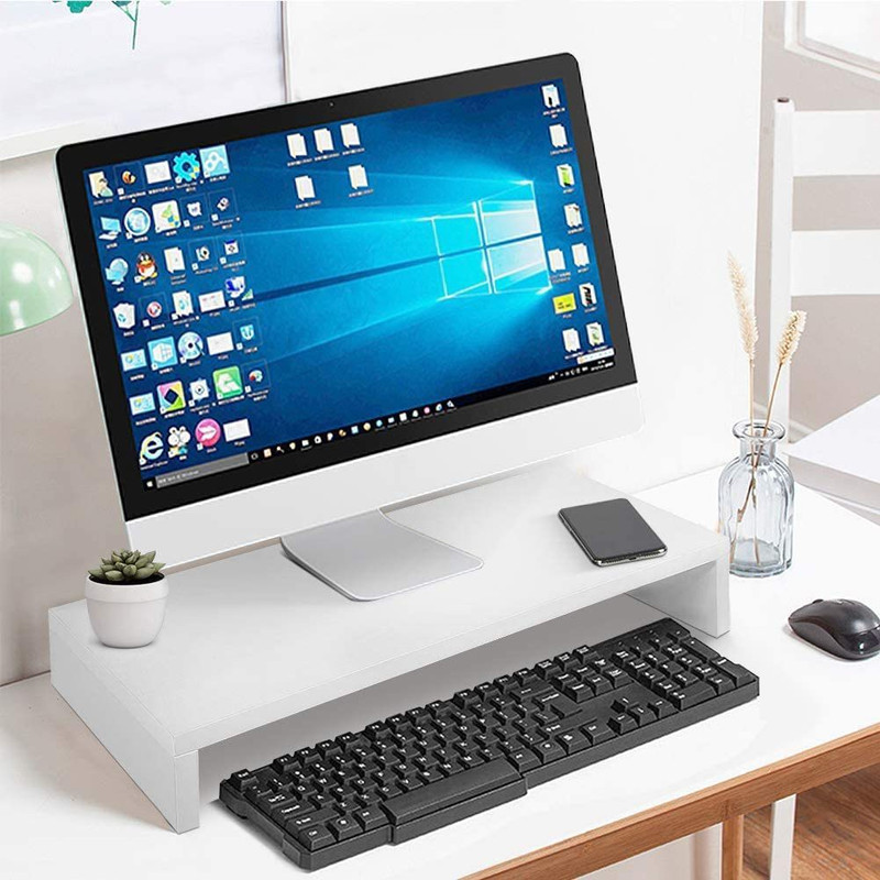 UniAart 1 Tier PC Laptop Notebook Stand Shelf(White) Wooden Desk Stand Laptop Stand Compatible with Universal Laptops(White)