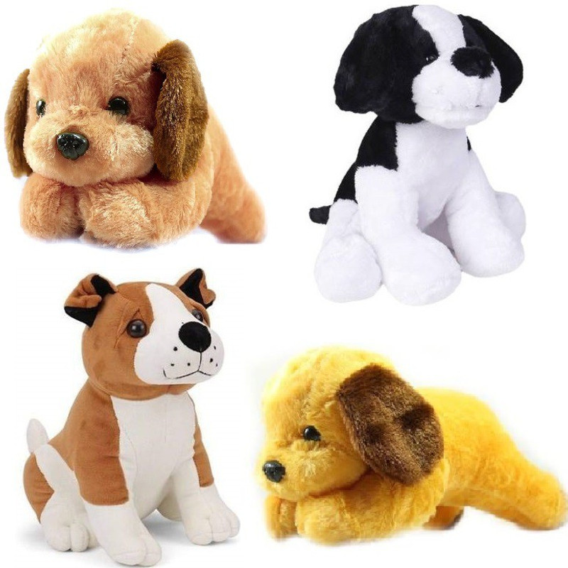 Gifteria First Edition Dog Soft Toys Family, Bull Dog, Puppy, Sitting Labrador, Cute Looking Soft Toys for Girls, Teddy Bear for Girls, Small and Cute Size Animal Soft Toys (Combo of 4 soft toys) - 26 cm(Multicolor)
