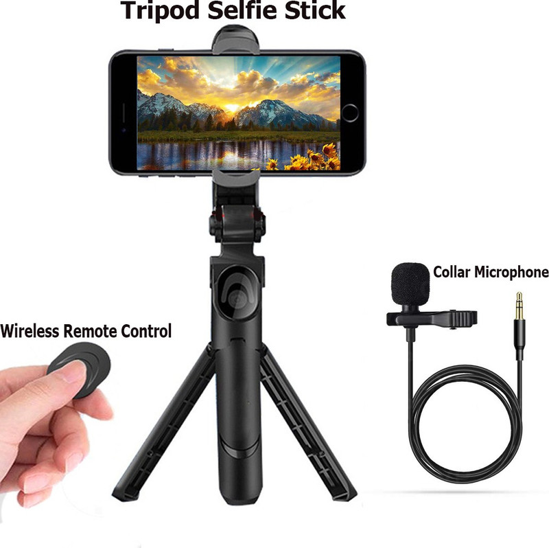 SOJUBA Selfie Stick Tripod stand With Bluetooth Detachable Remote control+Carry Bag Monopod, Tripod, Tripod Kit(Black, Supports Up to 500 g)