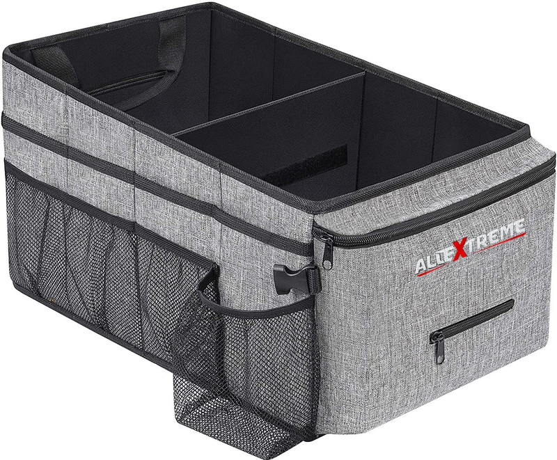 ALLEXTREME Organizer Backseat Large Anti-slip Multi-compartment Storage Hanging Utility Tool Space Saver Bag for Cars, SUVs & Trucks Trunk Organizer(Grey)