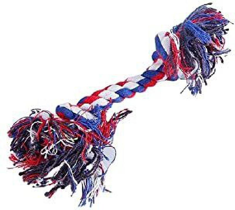 Taiyo Pluss Discovery Dog Chew Toys, Size: (13''/34 cm) Multi-Color Double Knot Rope Toys, 2 Knot Cotton Chewing Rope Toy for Dogs, Suitable for Small, Medium & Large Dogs (Color May Vary) Cotton Chew Toy For Dog