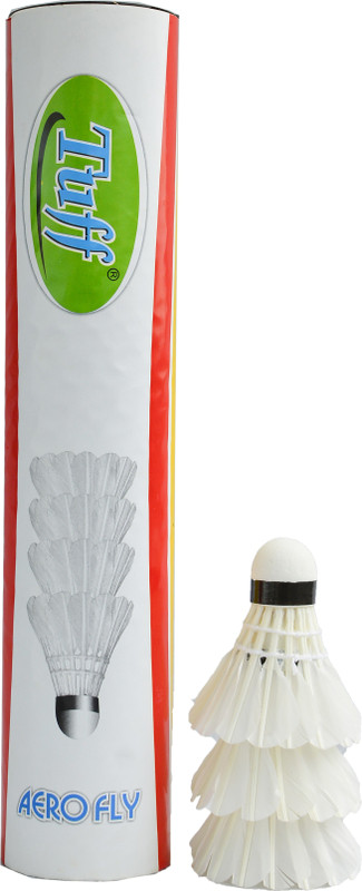 Tuff Aerofly Badminton Shuttlecock Pack of 10 Feather Shuttle  - White(Slow, 75, Pack of 10)