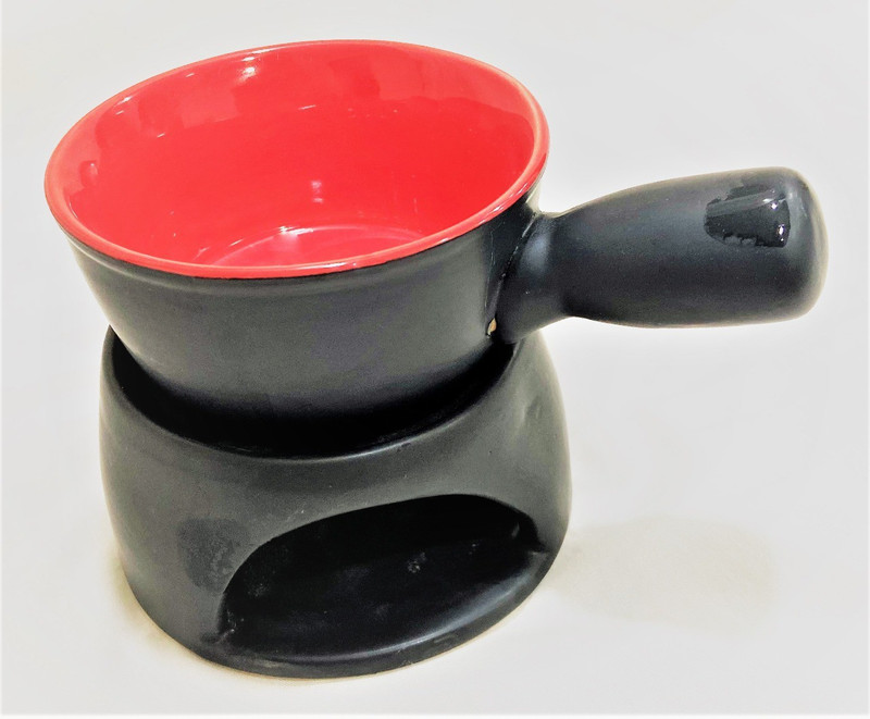 Your Local Store Red Color Ceramic Fondue Set Base Bowl One Tea light Ceramic Fondue Set(Red, Black)