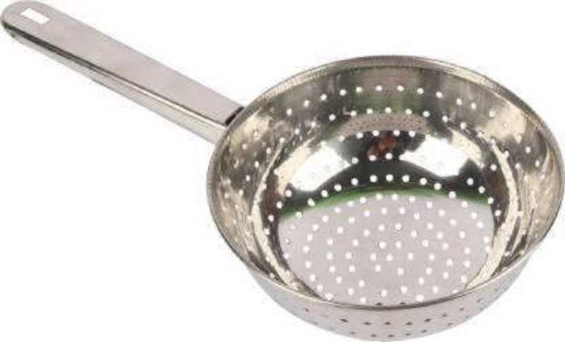 uncurb Strainer with Hole Bowl/Poha Jara Stainless Steel Handheld Colander Colander (Silver Pack of 1) Gas Cylinder Trolley(Steel)
