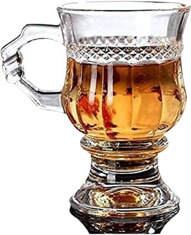 MIRTONICS Pack of 6 Glass Crystal Claasic Imported Coffee and Tea Cup Clear Coffee Mug(145 ml)(Set of 6)(Clear, Cup Set)