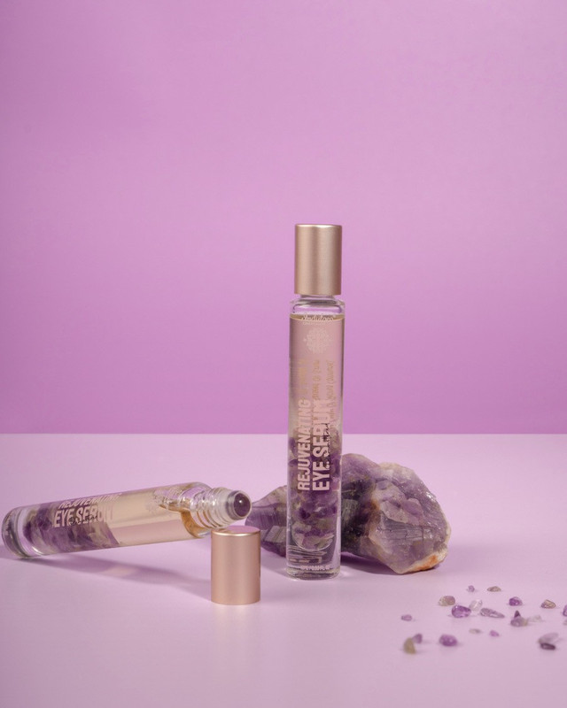 Indulgeo Essentials Remastered Rejuvenating Eye Serum- Roll on Eye Serum (10ml) For All Types of Skin | 100% Organic & Safe | Amethyst Healing Stones, Castor Oil, Lavender Essential Oil, Vitamin E | Reduce Dark Circles, Puffiness & Promotes Lash Growth | Paraben & Sulphate Free(10 ml)