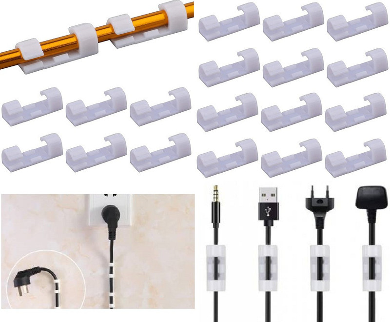 VAAMnational Self-Adhesive Cable Clips Organizer Drop Wire Holder Cord Management System Round Plastic Cable Cord Management Clips for TV, Home, Office, Wall, Cubicle, Desk, car Cable Protector(Multicolor)